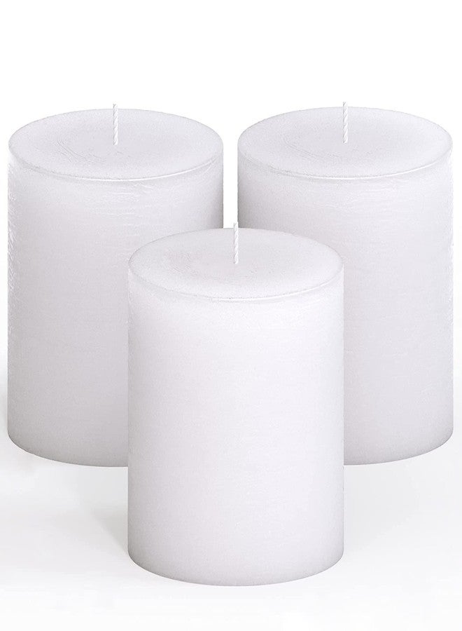 FIRSTROW First Row Aromatic Fables Scented Pillar Candle Set of 3 | Decorative Rustic Candles Natural Scented and No Drip Candles | Ideal for Wedding, Home Decor and Gifting (3X2.25 inch, White) - Image 2